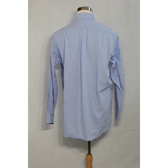 MICHAEL KORS Men’s Pen Striped Dress Shirt Size L 16 34/35 Blue Button Up LS - Picture 10 of 12